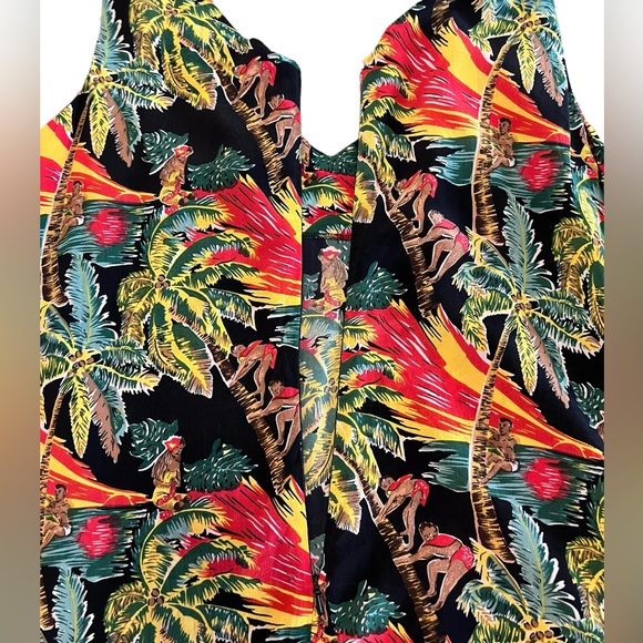 Tiki Girl 100% Silk Tropical Sleeveless Dress Coverup Size Lg Hawaiian - Picture 4 of 11